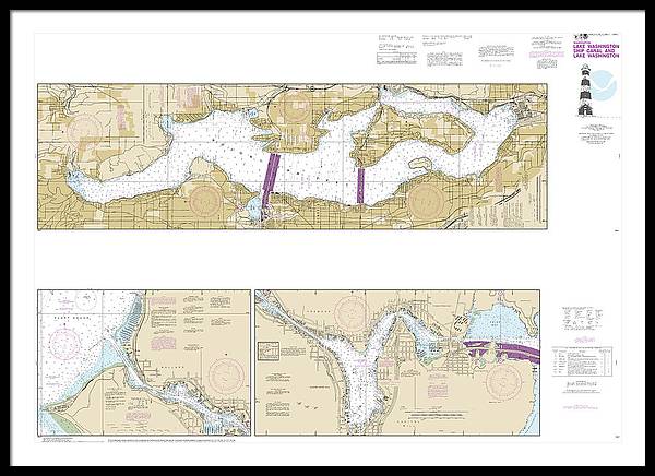 Nautical Chart-18447 Lake Washington Ship Canal-lake Washington - Framed Print