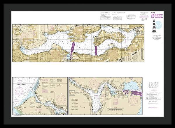 Nautical Chart-18447 Lake Washington Ship Canal-lake Washington - Framed Print