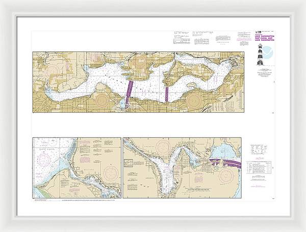 Nautical Chart-18447 Lake Washington Ship Canal-lake Washington - Framed Print