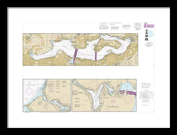 Nautical Chart-18447 Lake Washington Ship Canal-lake Washington - Framed Print