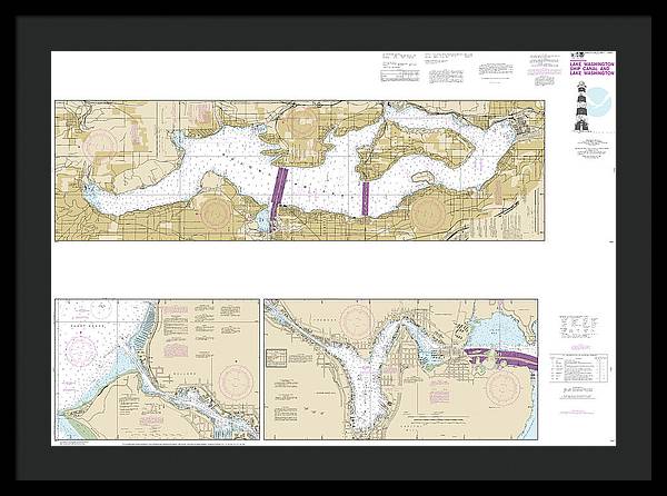 Nautical Chart-18447 Lake Washington Ship Canal-lake Washington - Framed Print