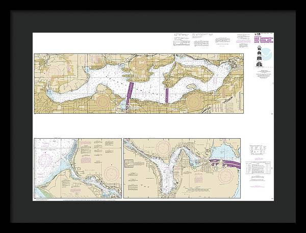 Nautical Chart-18447 Lake Washington Ship Canal-lake Washington - Framed Print