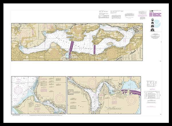 Nautical Chart-18447 Lake Washington Ship Canal-lake Washington - Framed Print