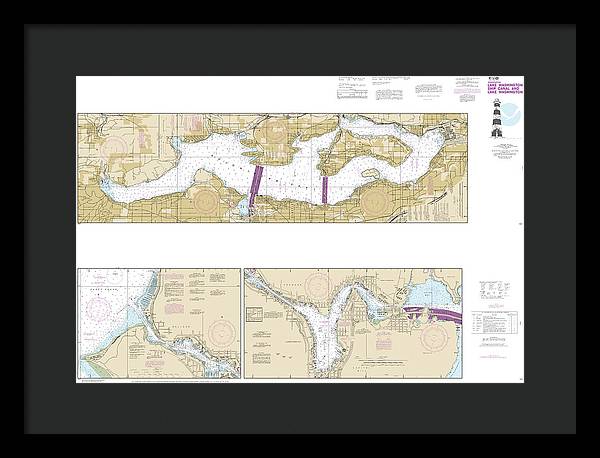 Nautical Chart-18447 Lake Washington Ship Canal-lake Washington - Framed Print