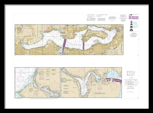 Nautical Chart-18447 Lake Washington Ship Canal-lake Washington - Framed Print