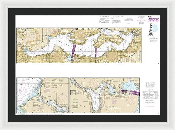 Nautical Chart-18447 Lake Washington Ship Canal-lake Washington - Framed Print