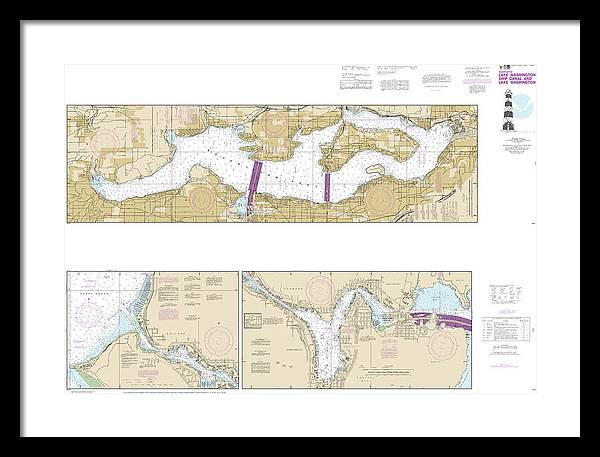 Nautical Chart-18447 Lake Washington Ship Canal-lake Washington - Framed Print