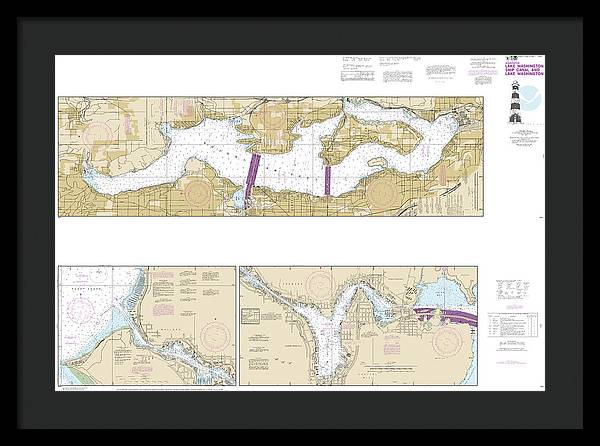 Nautical Chart-18447 Lake Washington Ship Canal-lake Washington - Framed Print