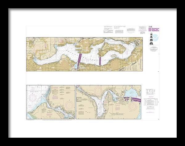 Nautical Chart-18447 Lake Washington Ship Canal-lake Washington - Framed Print