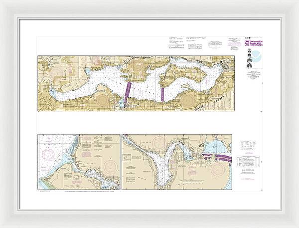 Nautical Chart-18447 Lake Washington Ship Canal-lake Washington - Framed Print