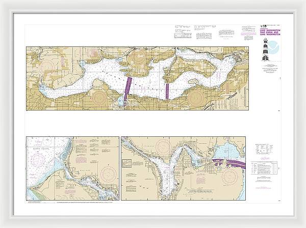 Nautical Chart-18447 Lake Washington Ship Canal-lake Washington - Framed Print