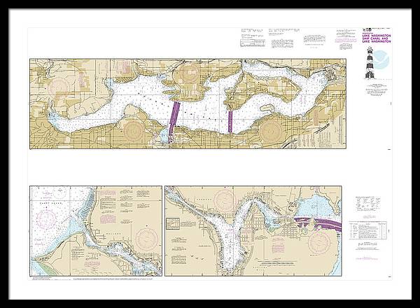 Nautical Chart-18447 Lake Washington Ship Canal-lake Washington - Framed Print