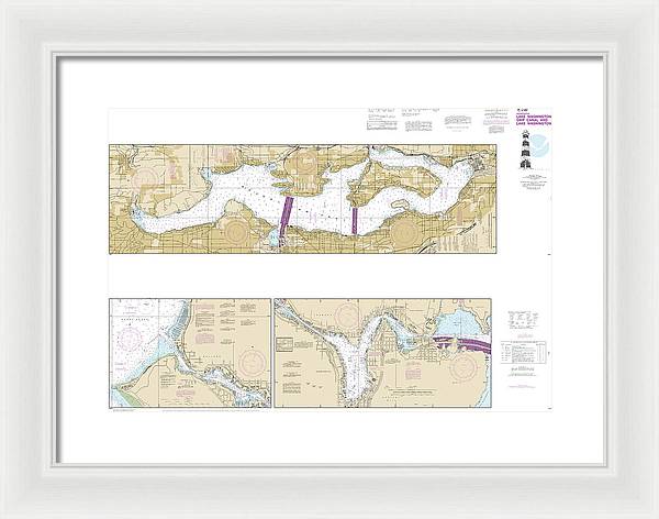 Nautical Chart-18447 Lake Washington Ship Canal-lake Washington - Framed Print