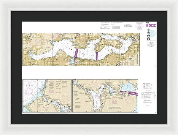 Nautical Chart-18447 Lake Washington Ship Canal-lake Washington - Framed Print