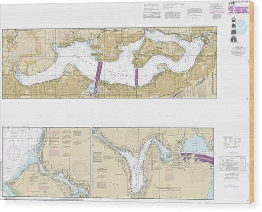 Nautical Chart-18447 Lake Washington Ship Canal-Lake Washington Wood Print