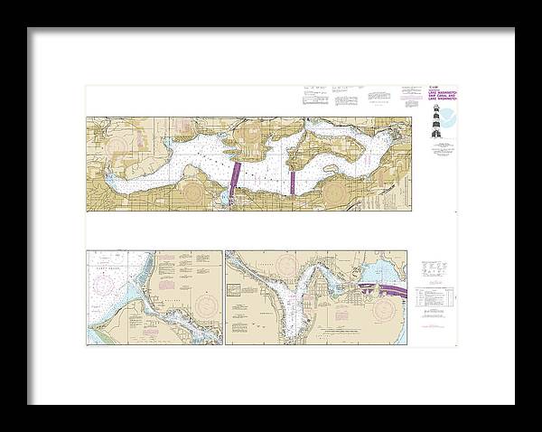 Nautical Chart-18447 Lake Washington Ship Canal-lake Washington - Framed Print