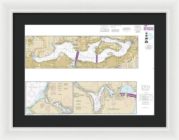 Nautical Chart-18447 Lake Washington Ship Canal-lake Washington - Framed Print