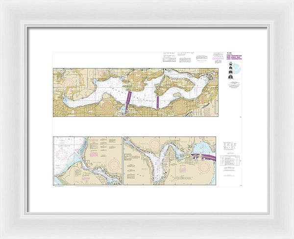 Nautical Chart-18447 Lake Washington Ship Canal-lake Washington - Framed Print