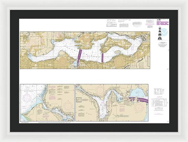 Nautical Chart-18447 Lake Washington Ship Canal-lake Washington - Framed Print