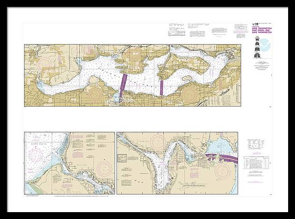 Nautical Chart-18447 Lake Washington Ship Canal-lake Washington - Framed Print