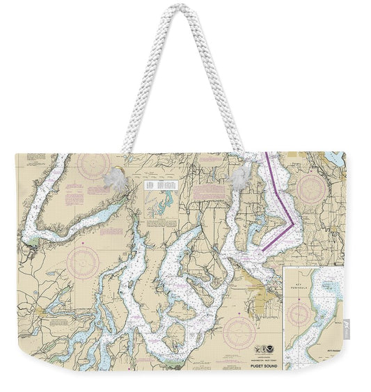 Nautical Chart-18448 Puget Sound-southern Part - Weekender Tote Bag
