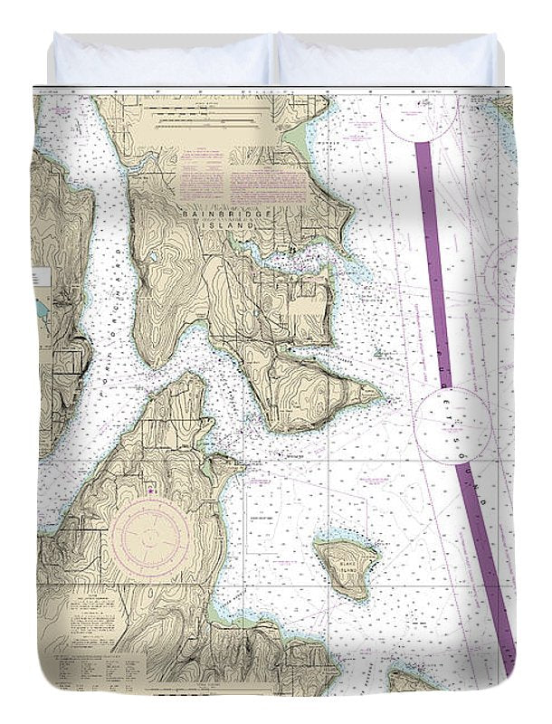 Nautical Chart-18449 Puget Sound-seattle-bremerton - Duvet Cover