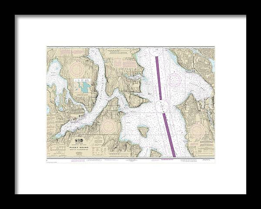 A beuatiful Framed Print of the Nautical Chart-18449 Puget Sound-Seattle-Bremerton by SeaKoast
