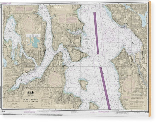 Nautical Chart-18449 Puget Sound-Seattle-Bremerton Wood Print