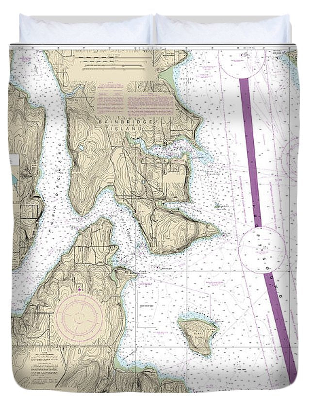 Nautical Chart-18449 Puget Sound-seattle-bremerton - Duvet Cover