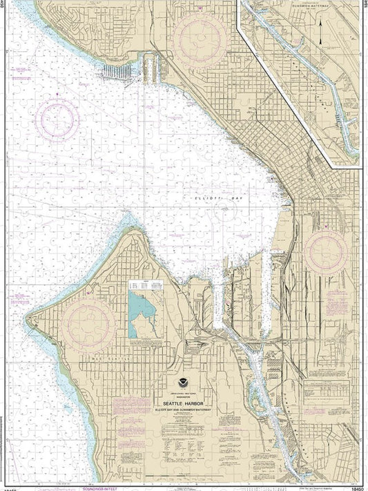 Nautical Chart 18450 Seattle Harbor, Elliott Bay Duwamish Waterway Puzzle