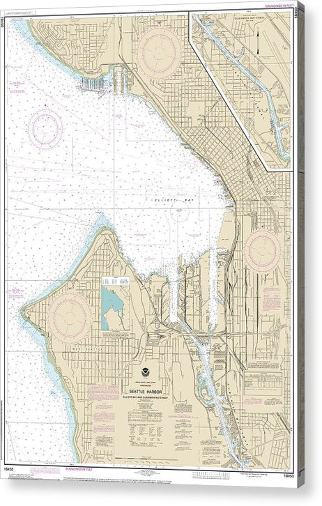 Nautical Chart-18450 Seattle Harbor, Elliott Bay-Duwamish Waterway  Acrylic Print