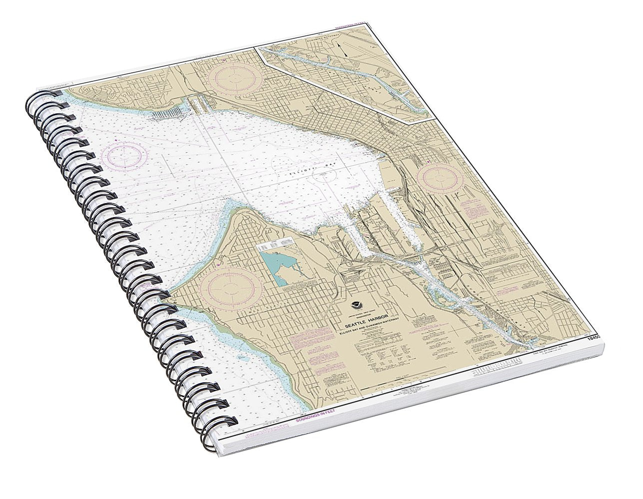 Nautical Chart-18450 Seattle Harbor, Elliott Bay-duwamish Waterway - Spiral Notebook