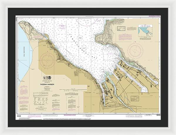 Nautical Chart-18453 Tacoma Harbor - Framed Print