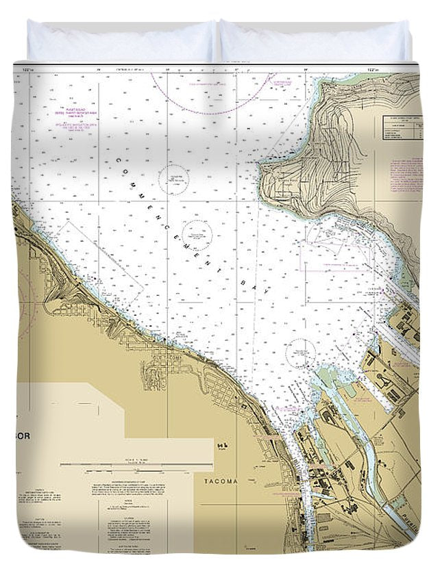 Nautical Chart-18453 Tacoma Harbor - Duvet Cover