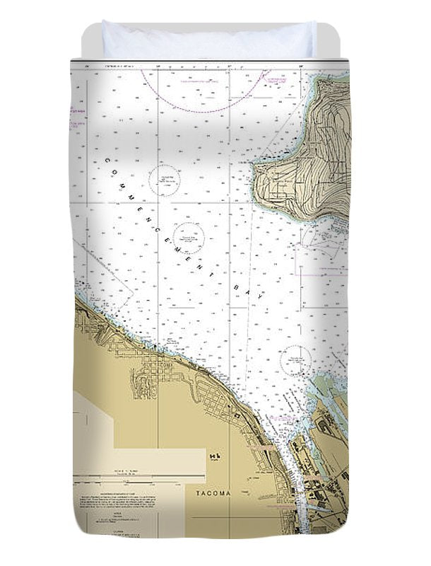 Nautical Chart-18453 Tacoma Harbor - Duvet Cover