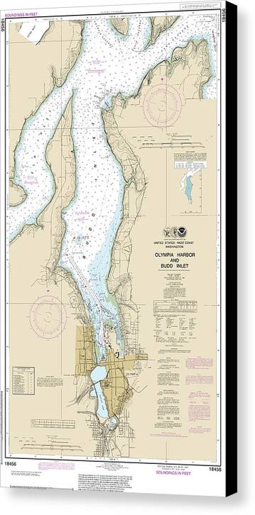 Nautical Chart-18456 Olympia Harbor-budd Inlet - Canvas Print