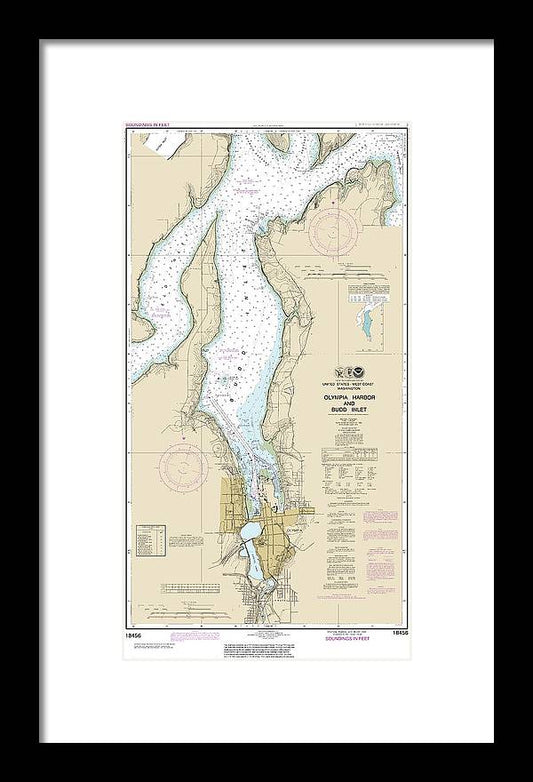 Nautical Chart-18456 Olympia Harbor-budd Inlet - Framed Print