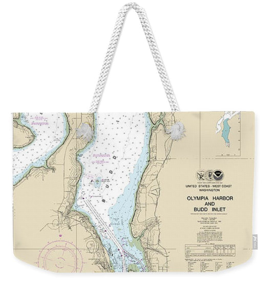 Nautical Chart-18456 Olympia Harbor-budd Inlet - Weekender Tote Bag