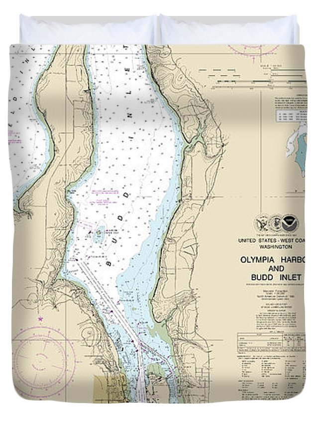 Nautical Chart-18456 Olympia Harbor-budd Inlet - Duvet Cover