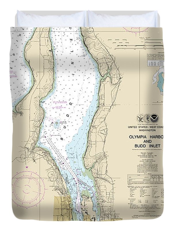 Nautical Chart-18456 Olympia Harbor-budd Inlet - Duvet Cover