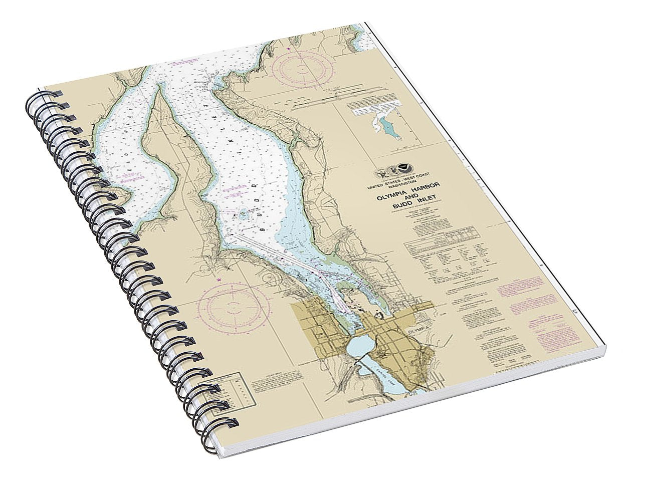 Nautical Chart-18456 Olympia Harbor-budd Inlet - Spiral Notebook