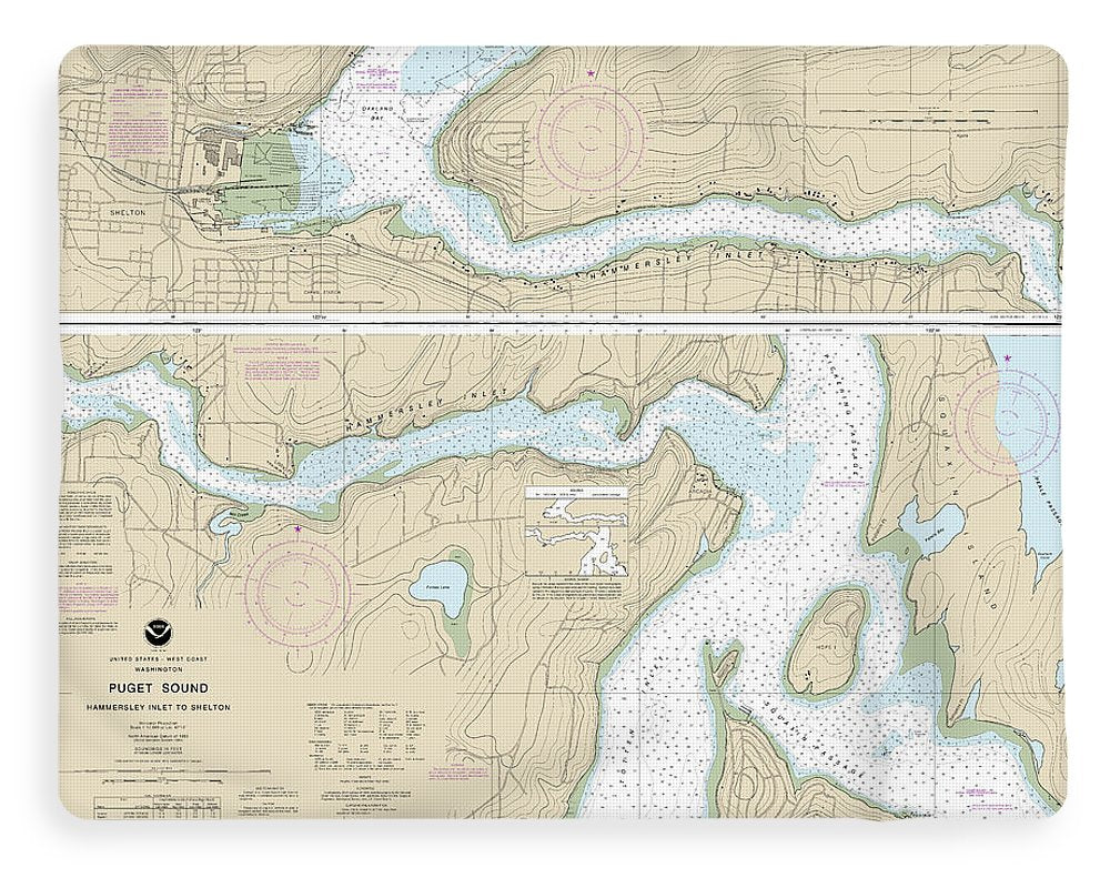 Nautical Chart-18457 Puget Sound-hammersley Inlet-shelton - Blanket