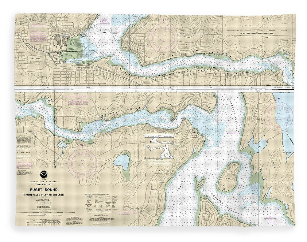 Nautical Chart-18457 Puget Sound-hammersley Inlet-shelton - Blanket