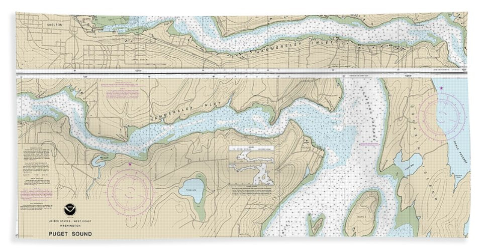 Nautical Chart-18457 Puget Sound-hammersley Inlet-shelton - Beach Towel