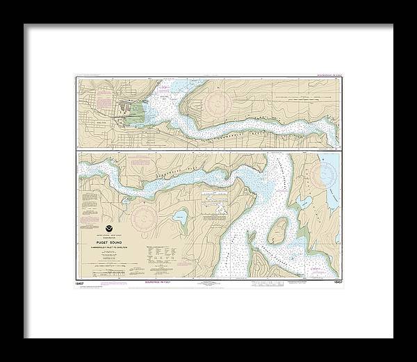Nautical Chart-18457 Puget Sound-hammersley Inlet-shelton - Framed Print