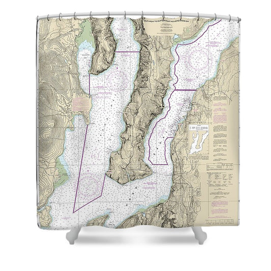 Nautical Chart 18458 Hood Canal South Point Quatsap Point Including Dabob Bay Shower Curtain