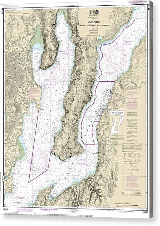 Nautical Chart-18458 Hood Canal-South Point-Quatsap Point Including Dabob Bay  Acrylic Print