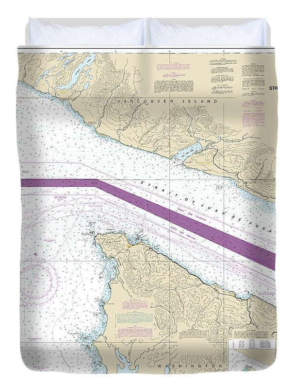 Nautical Chart-18460 Stait-juan De Fuca Entrance - Duvet Cover