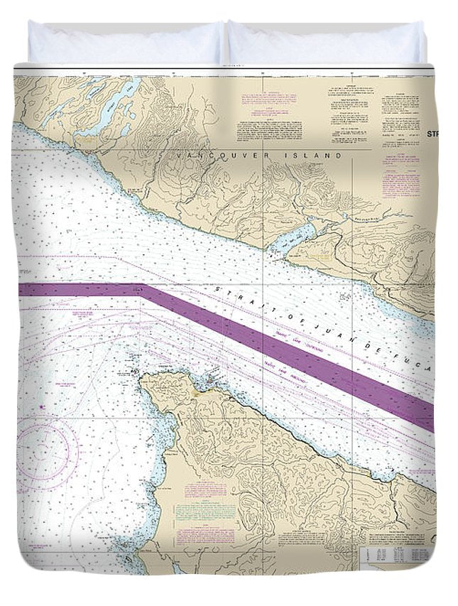 Nautical Chart-18460 Stait-juan De Fuca Entrance - Duvet Cover