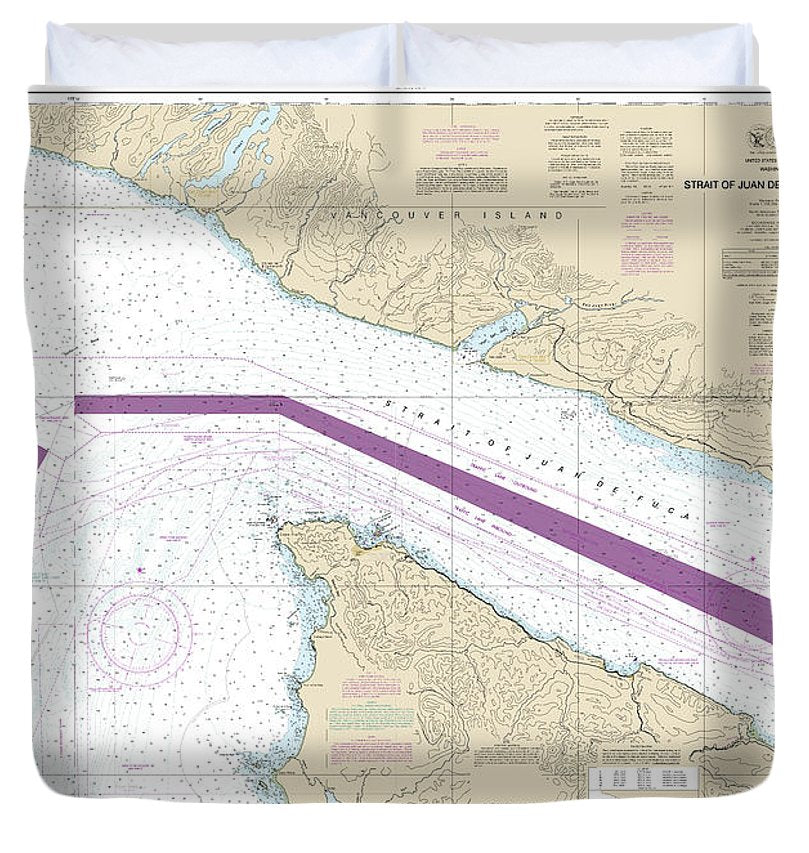 Nautical Chart 18460 Stait Juan De Fuca Entrance Duvet Cover